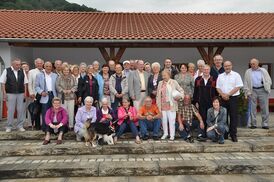 Gruppenbild der Reisegruppe aus Bad Münster am Stein-Ebernburg in der Römerwelt.